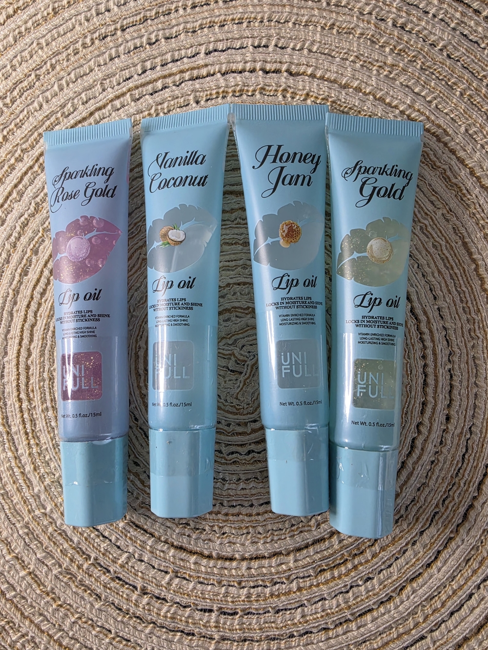 New Kawaii Floral Lip Oil 4-Piece Bundle - Hydrating Lip Gloss Variety Gift Set